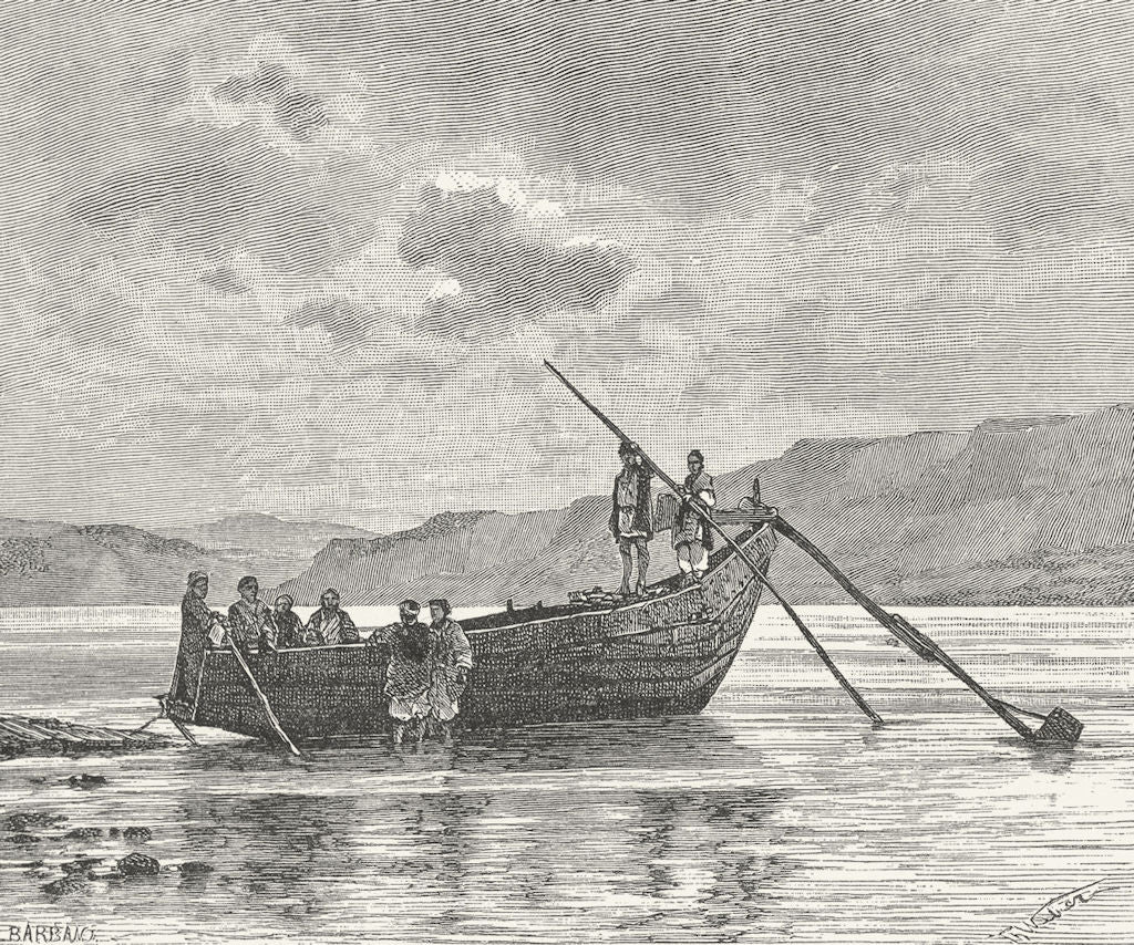 IRAQ. Boats, Euphrates c1885 old antique vintage print picture